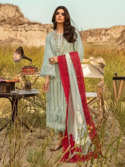 Crimson Embordered Lawn Fabrics