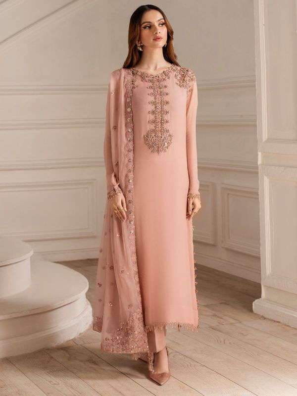 Iznik Luxury Chiffon With Malai Trouser Unstitched