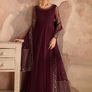 Iznik Embroidered Chiffon Maxi Unstitched