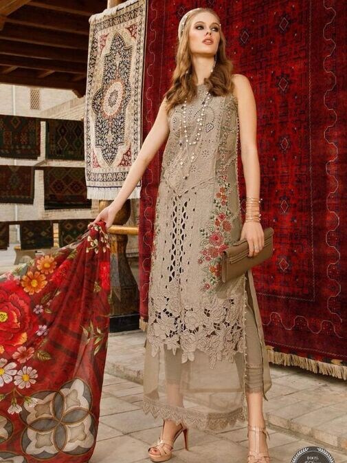 Maria B Embroidered Unstitched Cotton & Silk