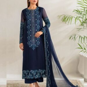 Sapphire Embroidered Chiffon Fabrics