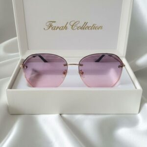 Elegant Pink Rimless Hexagon Sunglasses