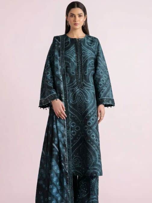 Jazmin Green Printed 3 Piece Unstitched
