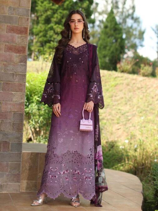 Noor By Sadia Purple Tie N Die Printed